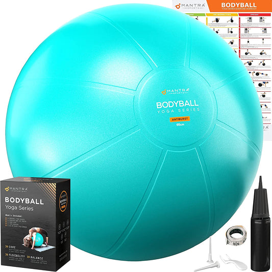 Professional Grade Exercise Ball - Yoga Ball Chair for Fitness, Stability, Pilates, Pregnancy, and Therapy - Available in 55Cm, 65Cm, and 75Cm - Extra Thick, Anti-Burst, Non-Slip Design with Pump and Guide Included